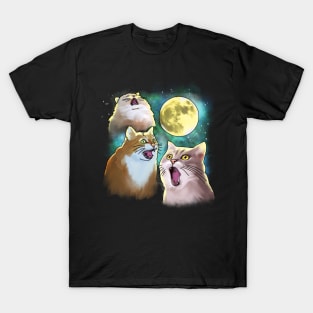 Three Cat Moon 3 Wolf Moon Funny Parody T-Shirt